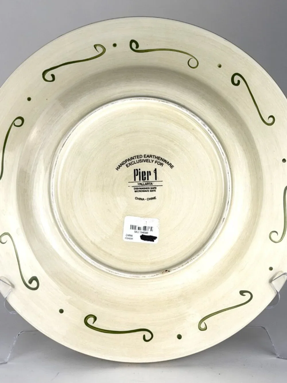 Pier 1 Vallarta Hand Painted Earthenware Serving Platter, 13 Inch Round Plate